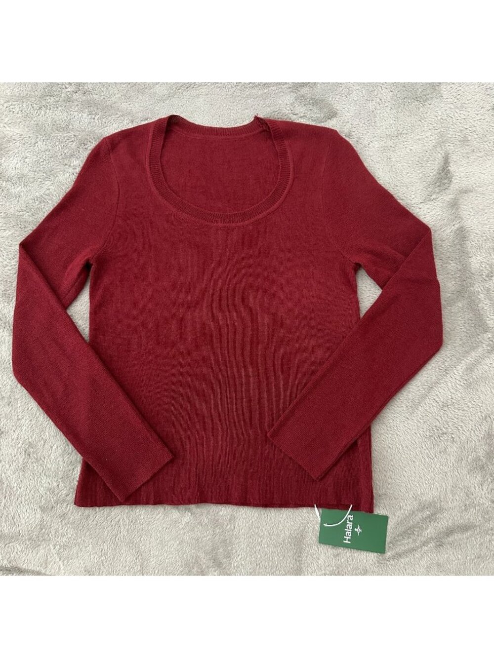 NWT Halara Maroon Burgundy Scoop Neck Sweater Womens MEDIUM